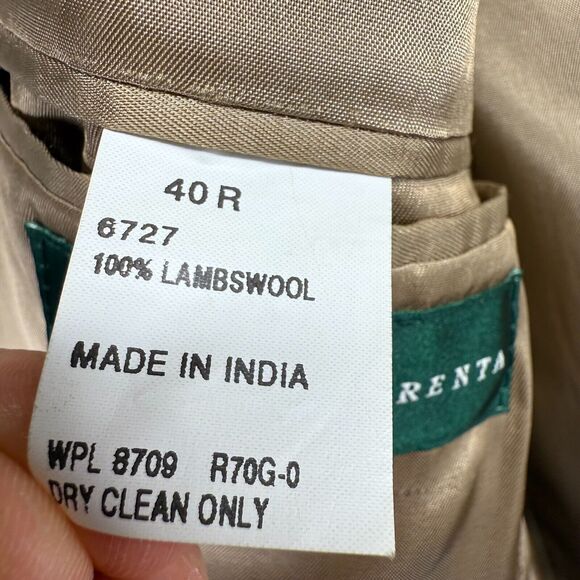 Oscar De La Renta Jacket Men's 40 Regular Brown Lambswool Sport Coat Two Button - Picture 10 of 12